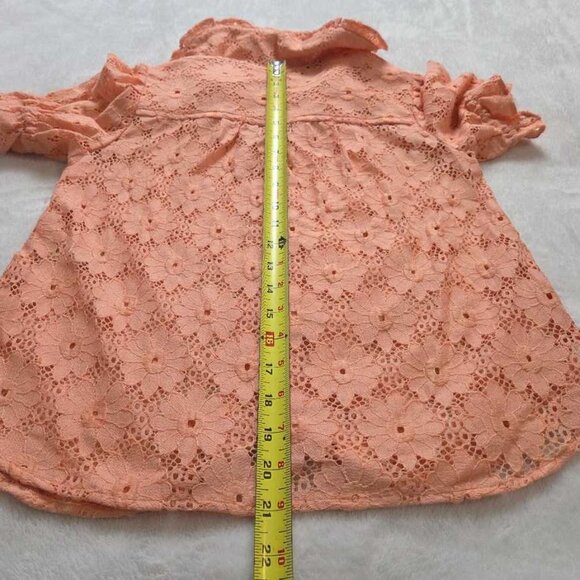 New XXS Anthropologie Pilcro The Keira lace collared button-front blouse Coral - Picture 10 of 10
